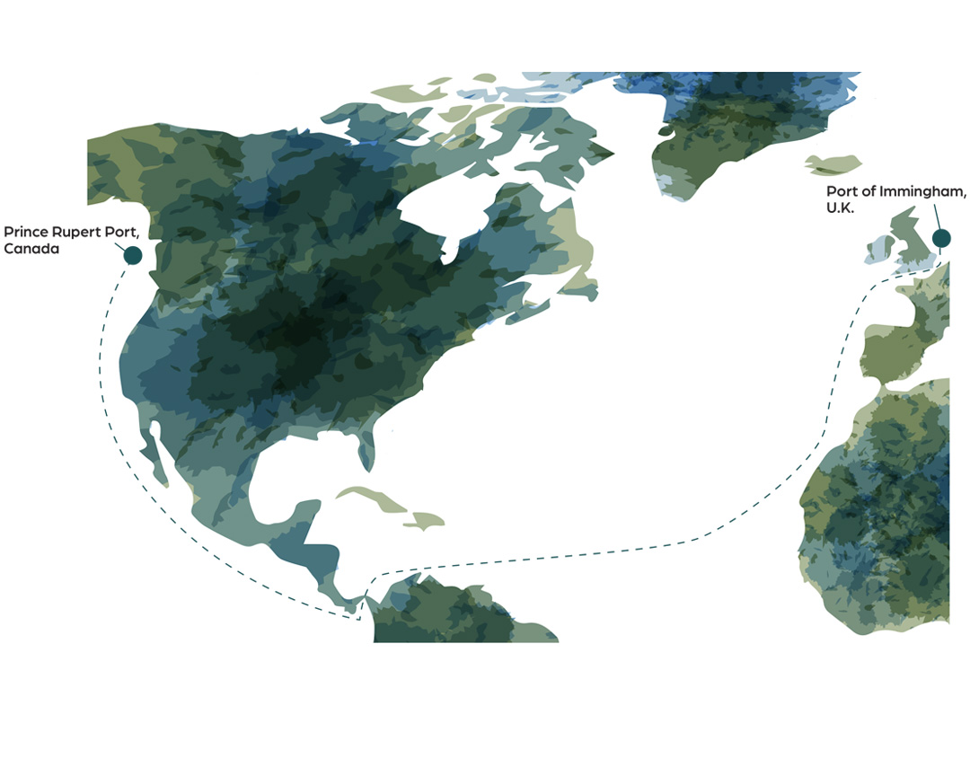 Wood-pellets-map-from-BC-to-UK Wood-pellets-map-from-BC-to-UK